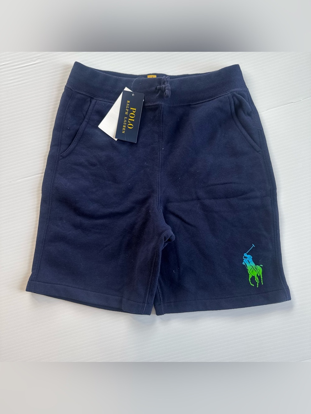 Polo Ralph Lauren Boys Navy Big Pony Fleece Sweat Shorts NWT Size M 10-12
